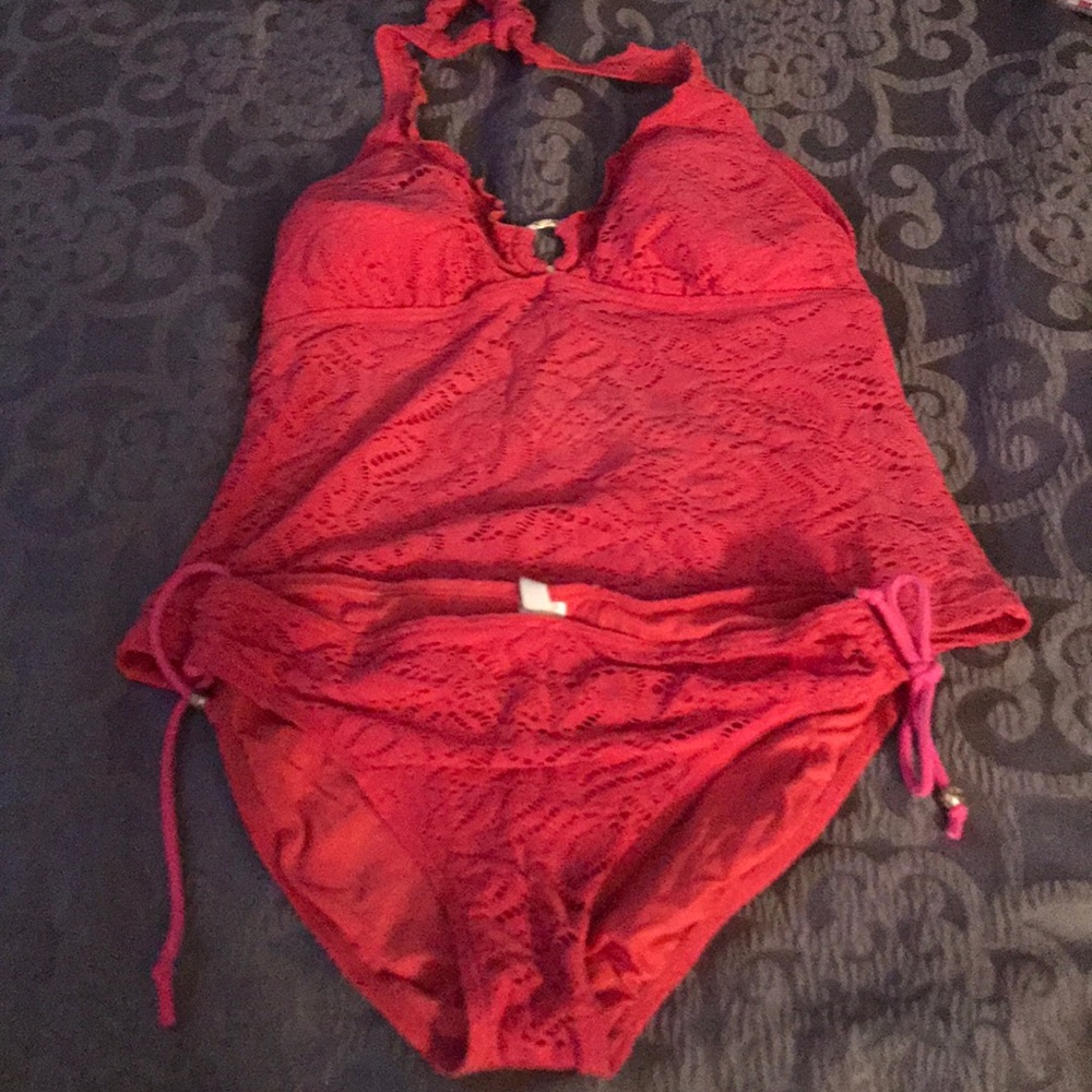 Tropical honey coral tankini size 14